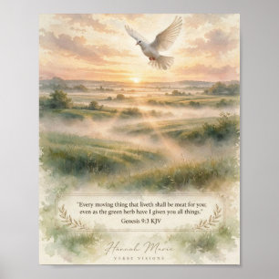 Genesis 9 3 KJV Appalachian Sunrise White Dove Hun Poster