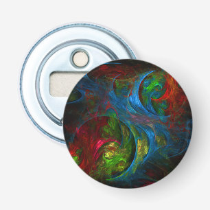 Genesis Blue Abstract Art Button Bottle Opener