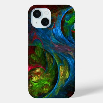Genesis Blue Abstract Art Iphone 15 Case by OniArts at Zazzle