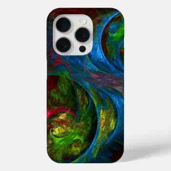 Genesis Blue Abstract Art Iphone 15 Pro Case by OniArts at Zazzle