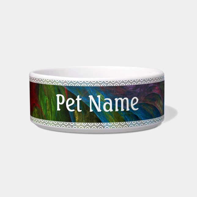 Genesis Blue Abstract Art Cat Bowl (Front)