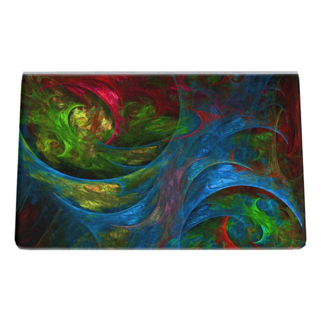 Genesis Blue Abstract Art Desk Business Card Holder (Back)