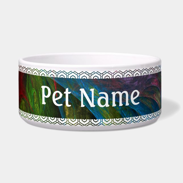 Genesis Blue Abstract Art Dog Bowl (Front)