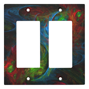Genesis Blue Abstract Art Double Rocker Light Switch Cover