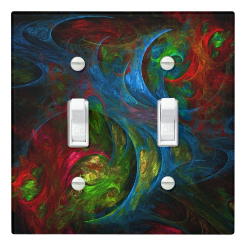 Genesis Blue Abstract Art Double Toggle Light Switch Cover