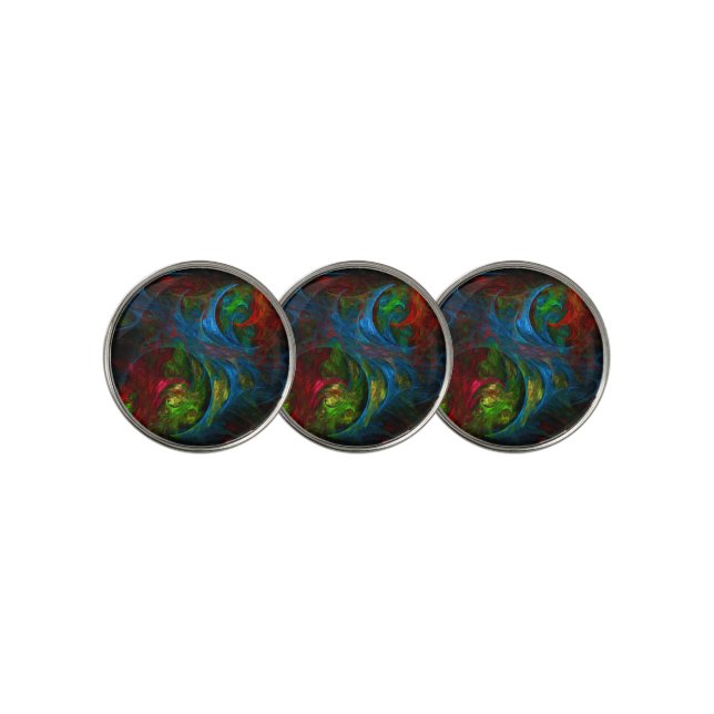 Genesis Blue Abstract Art Golf Ball Marker (3 Up)