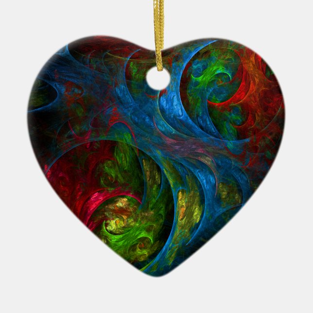Genesis Blue Abstract Art Heart Ornament (Front)