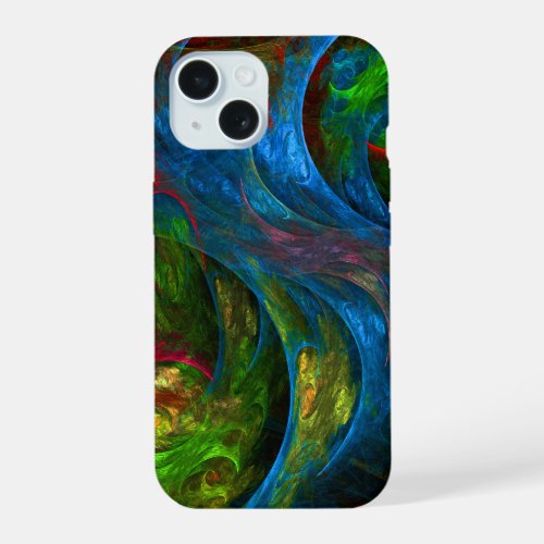 Genesis Blue Abstract Art iPhone 15 Case