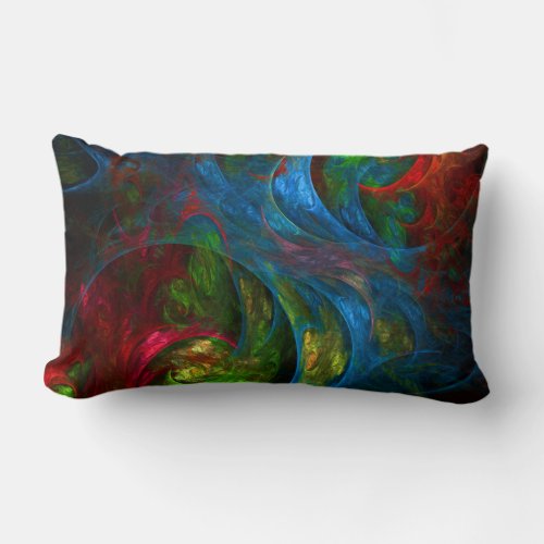 Genesis Blue Abstract Art Lumbar Pillow