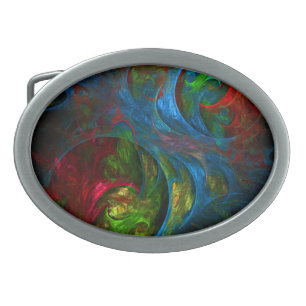 Genesis Blue Abstract Art Oval Belt Buckle