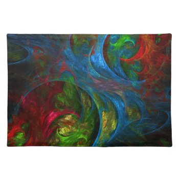 Genesis Blue Abstract Art Placemat by OniArts at Zazzle