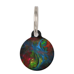 Genesis Blue Abstract Art Round Pet ID Tag