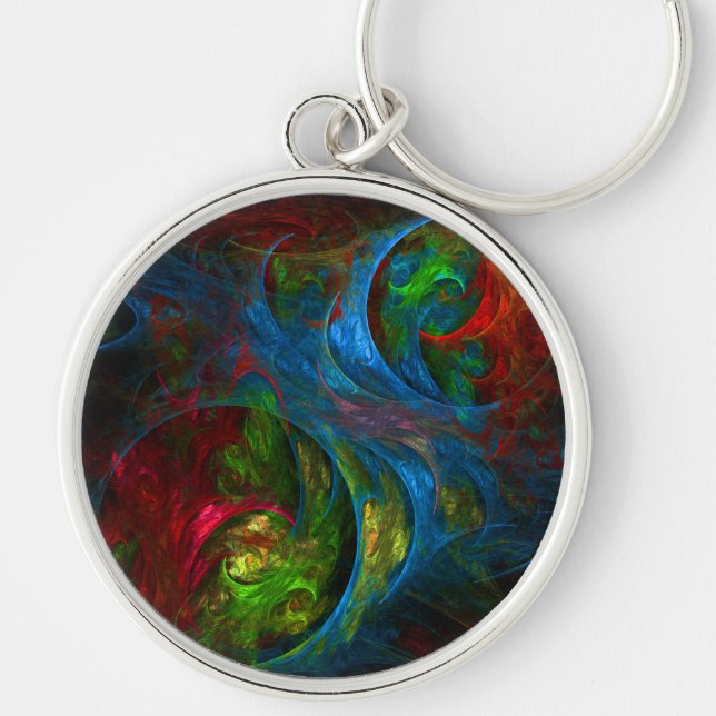 Genesis Blue Abstract Art Small Keychain (Front)