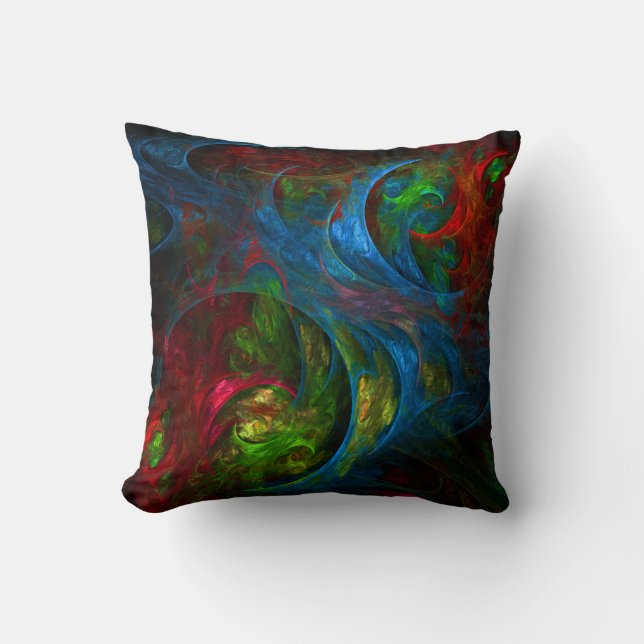 Genesis Blue Abstract Art Throw Pillow (Front)
