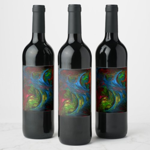 Genesis Blue Abstract Art Wine Label