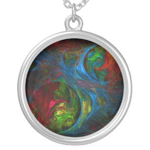 Genesis Blue Abstract Silver Necklace