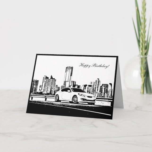 Genesis Coupe City shot - Car themed Birthday Card (Front)