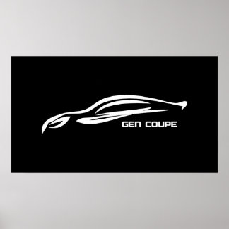 Genesis Coupe White Silhouette Logo Poster