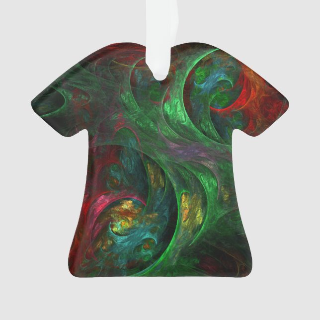 Genesis Green Abstract Art Acrylic Shirt Ornament (Front)