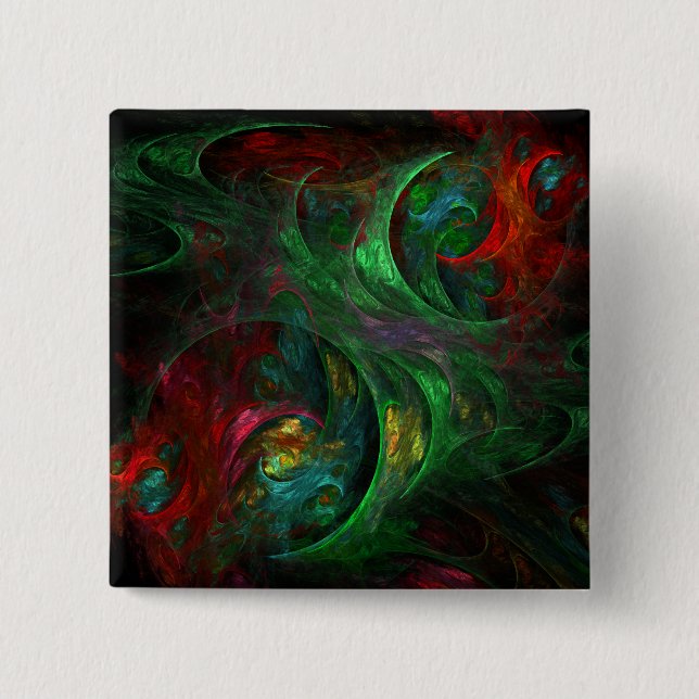 Genesis Green Abstract Art Button (square) (Front)