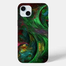 Genesis Green Abstract Art iPhone 15 Plus Case