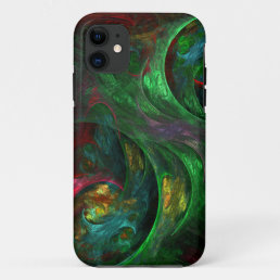 Genesis Green Abstract Art iPhone 11 Case