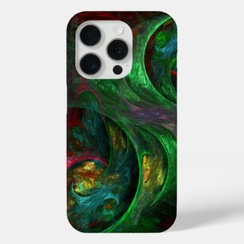 Genesis Green Abstract Art Iphone 15 Pro Case by OniArts at Zazzle