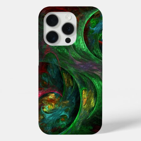 Genesis Green Abstract Art Iphone 15 Pro Case