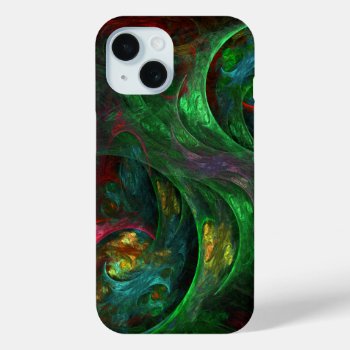 Genesis Green Abstract Art Iphone 15 Case by OniArts at Zazzle