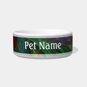 Genesis Green Abstract Art Cat Bowl