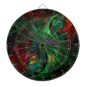 Genesis Green Abstract Art Dartboard With Darts