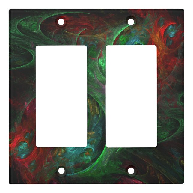 Genesis Green Abstract Art Double Rocker Light Switch Cover (Front)