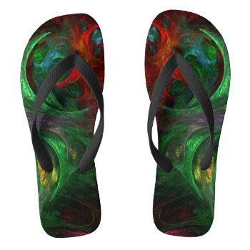 Genesis Green Abstract Art Flip Flops by OniArts at Zazzle