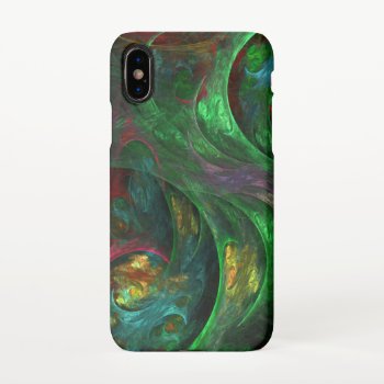 Genesis Green Abstract Art Glossy Iphone Xs Case by OniArts at Zazzle