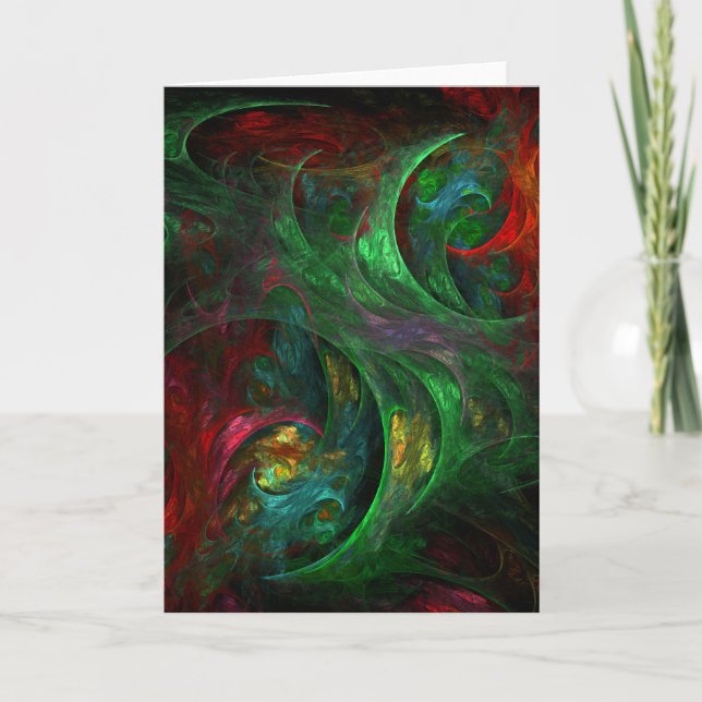Genesis Green Abstract Art Greeting Card (Front)