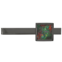 Genesis Green Abstract Art Gunmetal Finish Tie Bar