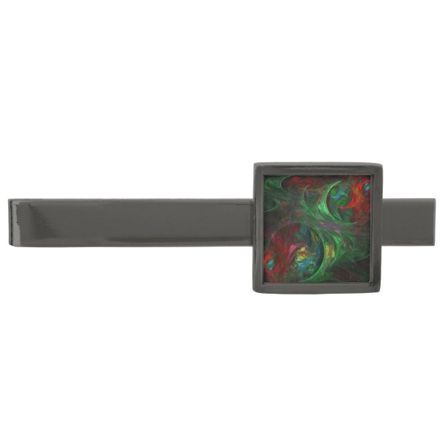 Genesis Green Abstract Art Gunmetal Finish Tie Bar (Front)