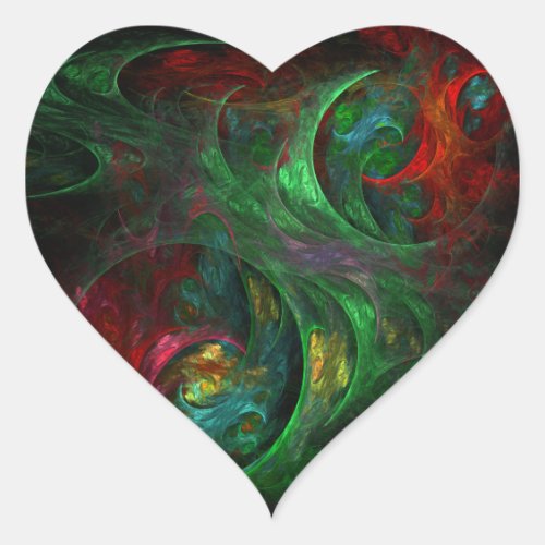 Genesis Green Abstract Art Heart Sticker