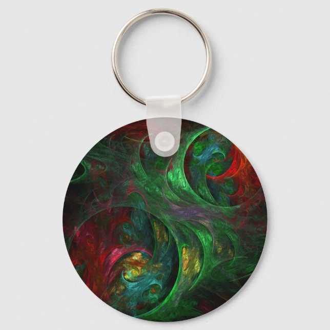 Genesis Green Abstract Art Keychain (Front)
