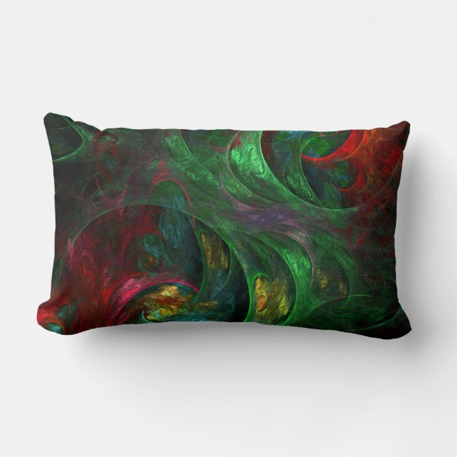 Genesis Green Abstract Art Lumbar Pillow (Front)