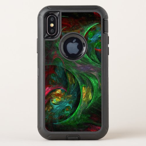 Genesis Green Abstract Art OtterBox Defender iPhone X Case