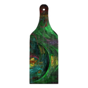 Genesis Green Abstract Art Paddle Cutting Board