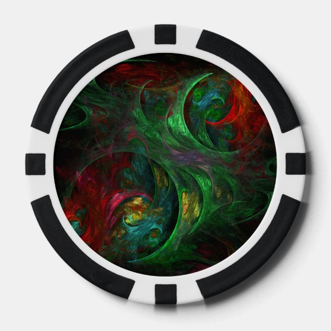 Genesis Green Abstract Art Poker Chips (Front)