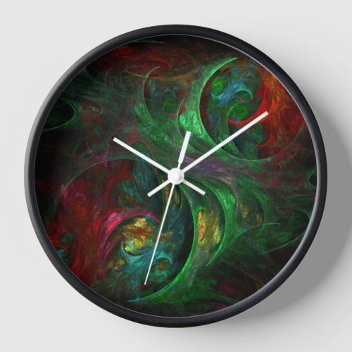 Genesis Green Abstract Art Round Wall Clock