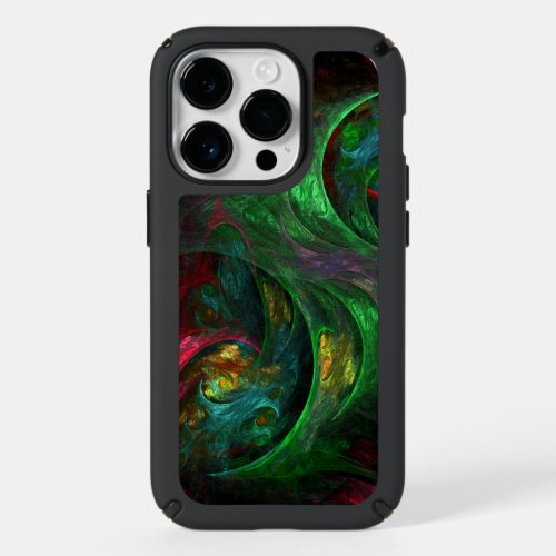 Genesis Green Abstract Art Speck iPhone 14 Pro Case