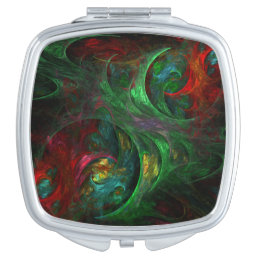 Genesis Green Abstract Art Square Compact Mirror