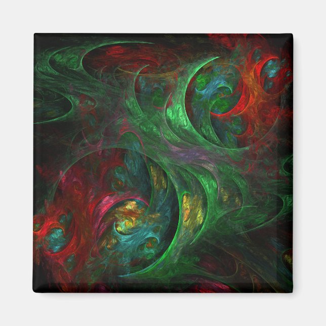 Genesis Green Abstract Art Square Magnet (Front)