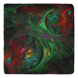 Genesis Green Abstract Art Stone Trivet
