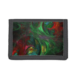 Genesis Green Abstract Art Trifold Wallet