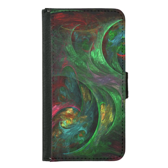 Genesis Green Abstract Art Wallet Case (Front)